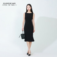 哥弟（GIRDEAR）女裝裙子短裙新款半身裙小黑裙一字領(lǐng)無袖魚尾連衣裙1500486 黑色 * L