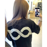 S·J·V·K2025新款字母短袖t恤女夏季寬松oversize學(xué)院風(fēng)情侶休閑百搭上衣 黑色 M