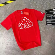 KAPPA卡帕（Kappa）背靠背純棉T恤男寬松大碼情侶裝百搭刺繡短袖女潮流 紅色短袖印花鏤空大人+印花袖標(biāo) M (85-100斤)