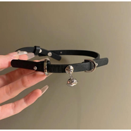 【贏夫人】鏈脖子飾品黑色寬邊蕾絲項項圈女頸帶遮喉結(jié)頸部疤痕假領(lǐng)子圍脖女 小鈴鐺黑色項鏈 A26-309