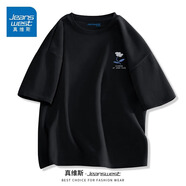 真維斯（Jeanswest）青少年港風(fēng)t恤男女短袖夏季純棉高支數(shù)寬松情侶ins潮流半袖體恤JR 黑（幸運(yùn)花） 3XL 【適合180-210斤】