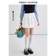 VEGA CHANG高腰半身裙女2026年夏季新款優(yōu)雅雙層花邊蓬松蛋糕裙顯瘦a字短裙 芭蕾白 M
