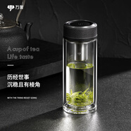 萬(wàn)象（WANXIANG）雙層玻璃杯節(jié)日禮物送男友大容量便攜禮盒男士商務(wù)辦公車載茶水杯 V21RL-皮紋黑480ml