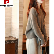皮爾卡丹（pierre cardin）回頭率超高的慵懶風(fēng)浣熊絨高端重工亮片毛衣女秋冬洋氣炸街設計感 咖色毛衣 S 【炸街/職業(yè)/鹽系/穿搭/網(wǎng)紅】