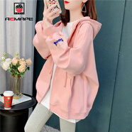 AEMAPE慵懶風(fēng)連帽衛衣女2025春秋冬季女裝個(gè)性時(shí)尚百搭開(kāi)衫外套女裝上衣 粉色 L