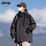 JEEP SPIRIT吉普沖鋒衣羽絨服三合一男女情侶款外套男防風(fēng)可拆卸登山滑雪服女 金剛灰三合一抓絨內(nèi)膽 （男女同款） M(建議135-155斤) （歐碼偏大）