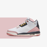 NIKE耐克Air Jordan 3 GS AJ3白黑 櫻花粉 大童/女子籃球鞋 441140-100 GS/大童款 38