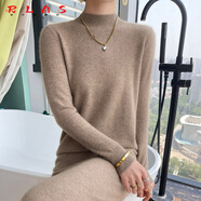 RLAS中長款100%純羊毛連衣裙女半高領(lǐng)秋冬新款毛衣裙時(shí)尚洋氣修身打底 本紫色 L 170