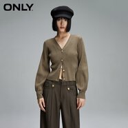 ONLY夏季簡(jiǎn)約燈籠袖V領(lǐng)短款開衫毛衣針織衫女|12413B009 E06 石灰色 XS (155) 76A