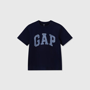 蓋璞（GAP）男女裝2024夏季牛仔拼接logo短袖T恤簡(jiǎn)約百搭上衣466766 海軍藍(lán)466766 175/96A(L) 亞洲尺碼