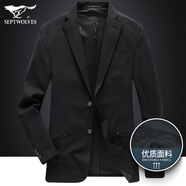 七匹狼西服男秋冬新款商務(wù)休閑小西裝中青年職場(chǎng)通勤百搭純色男士外套 001(黑色)-4907 44A/165/84A/M