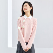 尚都比拉高級(jí)感毛衣女冬保暖上衣寬松圓領(lǐng)慵懶風(fēng)針織衫小個(gè)子 淡粉色 M 