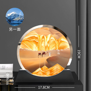 佰擺飾 流沙畫擺件解壓沙漏生日禮物辦公室客廳桌面裝飾品擺件工藝品 雙面流沙畫A款【木底座】