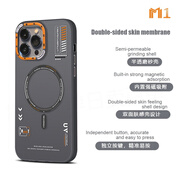適用iPhone15promax手機(jī)殼磁吸M1蘋果14proiPhone12pro保防摔手機(jī)保護(hù)殼套 黑 iPhone15pro