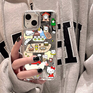 千敘新款適用蘋果15kt貓鏡面14Promax手機(jī)殼iPhone13補(bǔ)妝鏡hellokitty12防摔11卡通可愛(ài)保護(hù)套 太空殼鏡面野餐kt貓 iPhoneXR