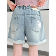 川孩童裝女童短褲夏裝兒童牛仔中褲2025款中大童女孩五分兒童薄款褲子 120碼適合身高105cm-115cm