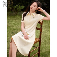 初申夏季polo短袖連衣裙女精致字母刺繡收腰顯瘦休閑百搭裙子S52Q014