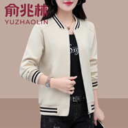 俞兆林 短款棒球服外套女春秋款2024年新款休閑寬松中年春季薄款?yuàn)A克 米白 M 【建議80-95斤】