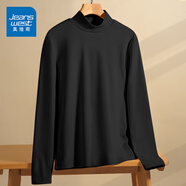 真維斯（JEANSWEST）打底衫女加絨長(zhǎng)袖秋冬季新款保暖秋衣內(nèi)搭立領(lǐng)上衣服休閑女裝 黑色 純色 M