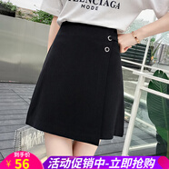 歐貝汐新款春夏秋冬季韓版高腰學(xué)生不規(guī)則短裙半身裙女百搭a字裙子女士 黑色 M
