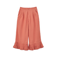 MUJIIDEE 女式平紋寬版褲褲子女休閑褲闊腿褲 紅色 M (155/68A)