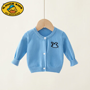 G.duck嬰兒針織毛衣棉圓領(lǐng)開(kāi)衫線(xiàn)衣春秋季男女寶寶小外套上衣秋裝衣服 藍色 小免子毛衣 90 cm