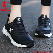 喬丹運動(dòng)鞋女鞋軟底跑步鞋2025春季新款網(wǎng)面透氣黑色輕便休閑鞋子女士 246B黑色/喬丹白【革面】 35.5