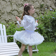 舞丘比tutu裙女童兔兔蓬蓬裙子公主裙突突蛋糕裙兒童嬰兒寶寶凸凸半身裙 白色星星【單件裙子】 M碼【身高120-140cm】