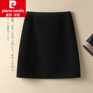 皮爾卡丹（pierre cardin）毛呢a字裙女半身裙2025秋冬新款高腰顯瘦一步包臀裙百搭呢子短裙 黑色 XL 115-125斤