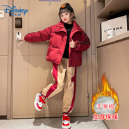 迪士尼（Disney）女童冬裝2025新款洋氣棉襖女大童羽絨服棉衣加厚外套兒童冬季套裝 卡其色褲子 160 短款棉衣 可聯(lián)系客服備注大碼