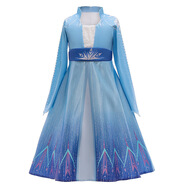 杉貝冰雪奇緣2公主裙新款禮服連衣裙艾莎安娜裙子歐美服裝冰雪女王 愛莎公主裙 120碼