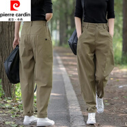 皮爾卡丹（pierre cardin）2024夏季新款女士小腳哈倫褲工裝褲蘿卜休閑褲九分寬松直筒褲子 軍綠色 2XL (建議130斤-145斤)