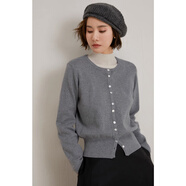 彌古灰色針織衫高級感收腰上衣修身外搭開(kāi)衫外套秋冬女2023新款 妮莎(灰色) 均碼