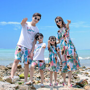 布恩普親子裝新款母女沙灘海邊旅游一家三口四口全家沙灘裙 5386款 50 媽媽L碼