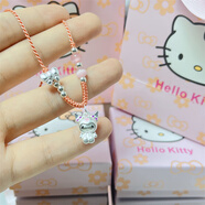 庫洛米項鏈女款足銀999純銀吊墜手工編繩可愛(ài)兒童掛墜送小孩女生 西柚粉繩+半彩庫洛米+蝴蝶結