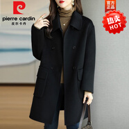 皮爾卡丹（pierre cardin）高級(jí)感紅色羊絨大衣女中長(zhǎng)2025秋冬新款韓版加厚寬松毛呢西裝外套 黑色款 常規(guī) 4XL 碼【建議156-170