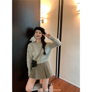真即法式小香風(fēng)愛心扣半高領(lǐng)毛衣外套女秋冬感寬松休閑短款針織開衫 灰色 均碼
