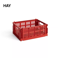 HAY丹麥HAY Colour Crate可折疊桌面收納筐莫蘭迪色系北歐簡約收納籃 34.5*26.5*14cm 紅色-M