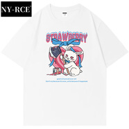 NY-RCE明星徐璐同款卡通短袖t恤女裝2025新款美式復(fù)古夏體恤上衣服潮牌 白色（打破蜜桃罐的兔子） XL 145~160斤