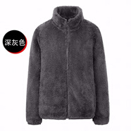 顏隨雙面搖粒絨毛毛短款外套女新款寬松珊瑚絨冬加厚保暖抓絨上衣 灰 暖暖絨毛毛款 XL