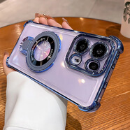 巴蒂尼 磁吸帶支架適用opporeno13手機殼opporeno12pro透明reno11鏡頭全包防摔氣囊reno5678高級硅膠外殼 【藍色】金屬支架*氣囊防摔*高透不黃 OPPO Reno13