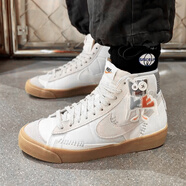耐克（NIKE）板鞋男鞋2025秋冬季新款運動(dòng)鞋Blazer Mid開(kāi)拓者高幫休閑鞋DD8025 DQ5081-119白色玩偶 44