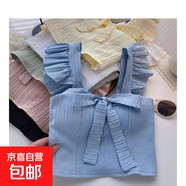 美式辣妹修身顯瘦露肩蝴蝶結T恤百搭別致小眾純欲風(fēng)性感上衣ins女 藍色 XL