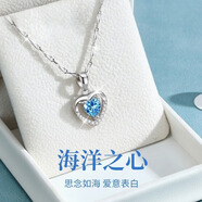 黛茗海洋之心999足銀項(xiàng)鏈女士2025新款生日七夕情人節(jié)禮物送女友老婆 999足銀海洋之心項(xiàng)鏈·藍(lán)+禮盒