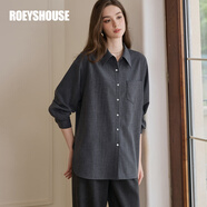 ROEYSHOUSE羅衣職業(yè)通勤翻領(lǐng)襯衫2025春裝新款深灰色寬松長袖上衣11704 深灰色 （適用于正常S/M碼） M