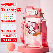艾可思兒童雙飲水杯tritan庫洛米水杯塑料吸管男孩女孩小學(xué)生上學(xué)水壺 美樂(lè )蒂雙飲杯+背帶520ml 美國進(jìn)口tritan