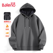 班尼路（Baleno）連帽衛(wèi)衣男冬季加絨加厚保暖純色套頭男士外套潮流寬松百搭男裝
