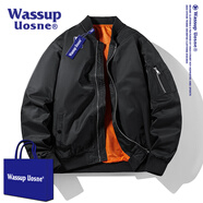 WASSUP UOSNE潮牌ma1飛行員夾克男女款美式復(fù)古休閑外套春秋季寬松棒球服男裝 2029J黑色（春秋款） 2XL （建議160-180斤）