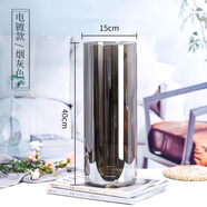 奇敬大號直筒高硼硅玻璃花瓶馬醉木富貴竹專(zhuān)用花瓶客廳酒店花瓶擺件 【口15×高40cm】電鍍煙灰色 玻璃花瓶（不含花）
