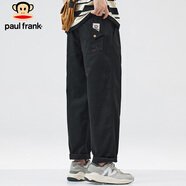 大嘴猴（paul frank）休閑褲男夏季美式褲子男士工裝褲男褲寬松長(zhǎng)褲 黑色 XL